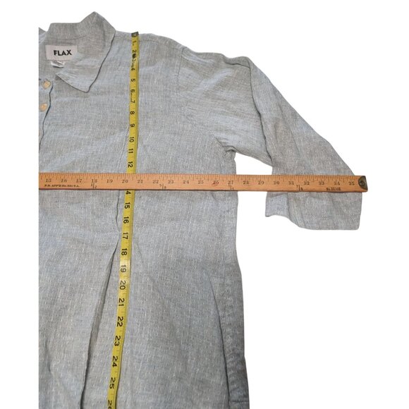Flax Generous 2G Womens Button-Down Shirt 100% Linen Gray Long Sleeve - Picture 13 of 15